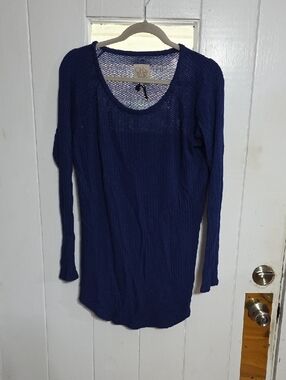 Chaser Womens Shirt Navy Waffle Knit Thetmal Lightweight Cozy Comfort Sz XXL EUC